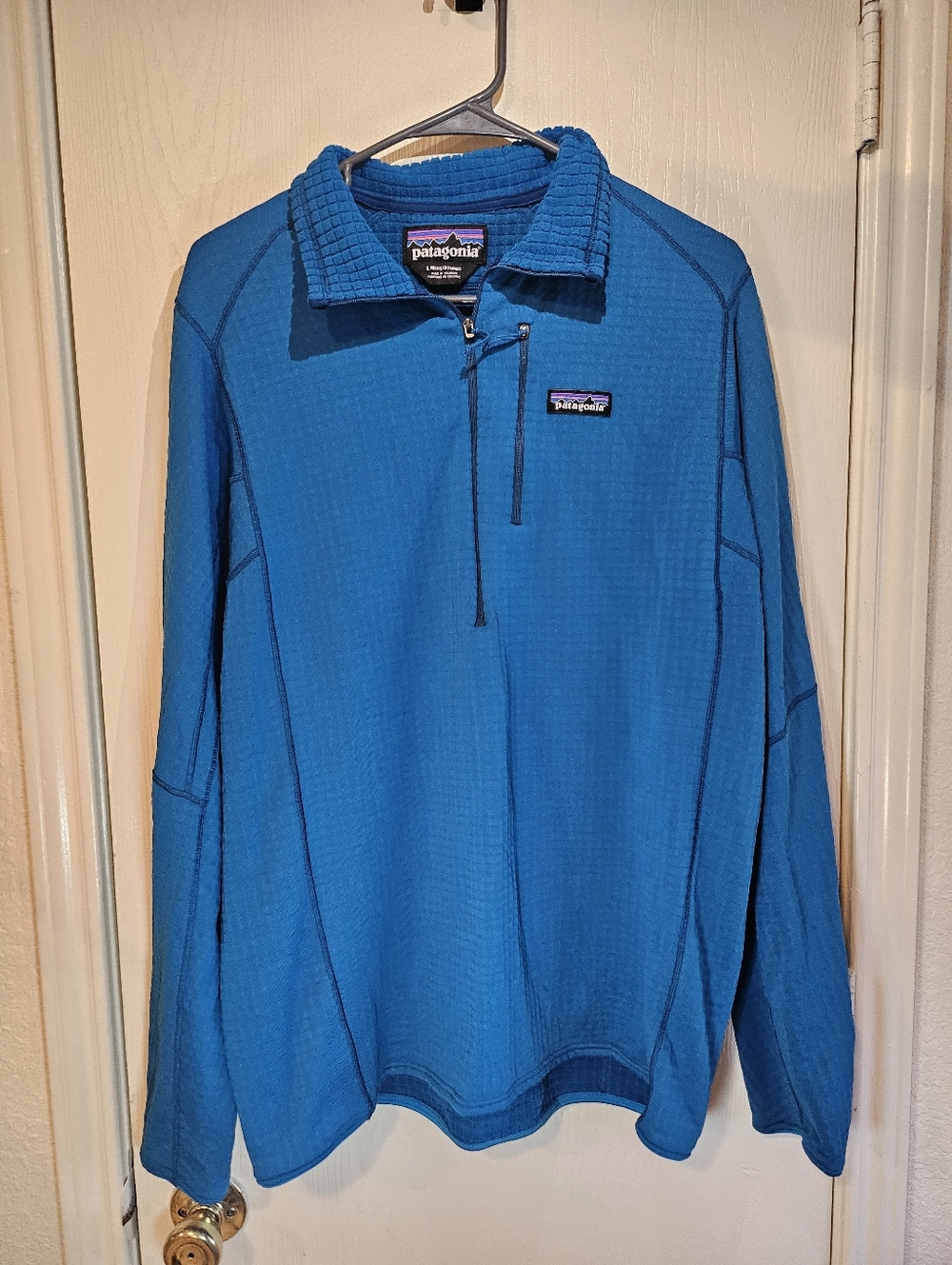 Men's Large Long Sleeve Patagonia Waffle Top Sweater Pullover Blue